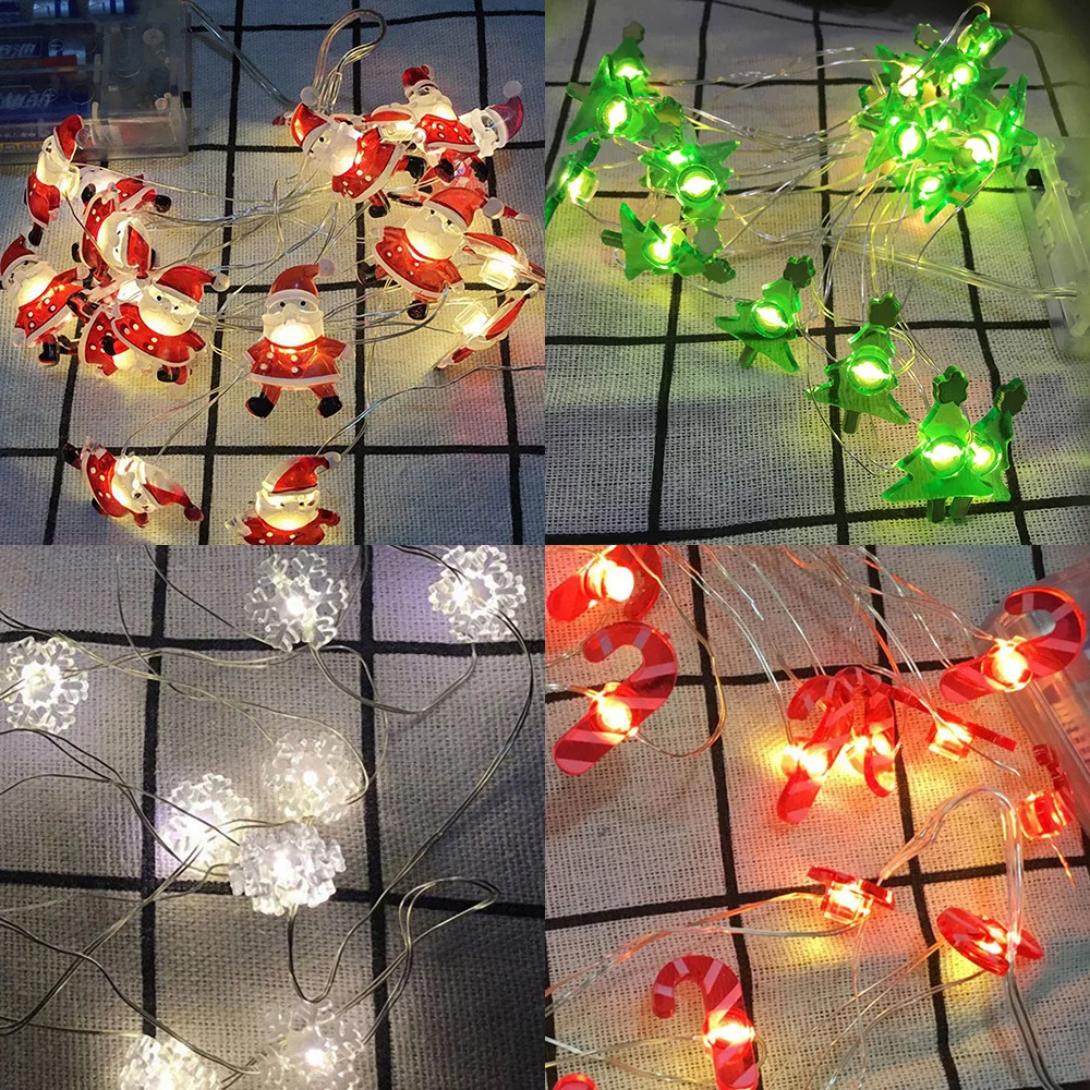 2 м 20LED рождественские гирлянды светильник Санта Клаус Снежинка дерево
