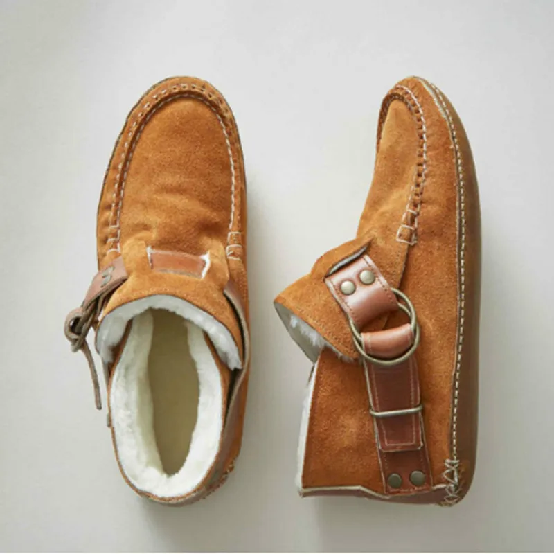 

Short tube snow boots 2021 winter new plus velvet warm cotton shoes belt buckle flat office home peas shoes leopard print size43