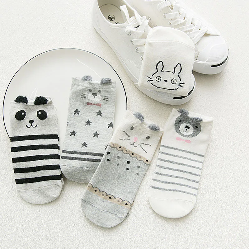 5 пар Новое поступление женские хлопковые носки розовые милые короткие носочки