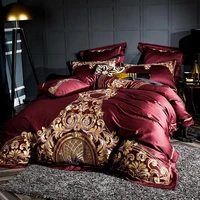 30 Luxury Egyptian Cotton Duvet Cover Set Bed Sheet Pillow shams Shabby Chic Embroidery Bedding set Red Grey King Queen size