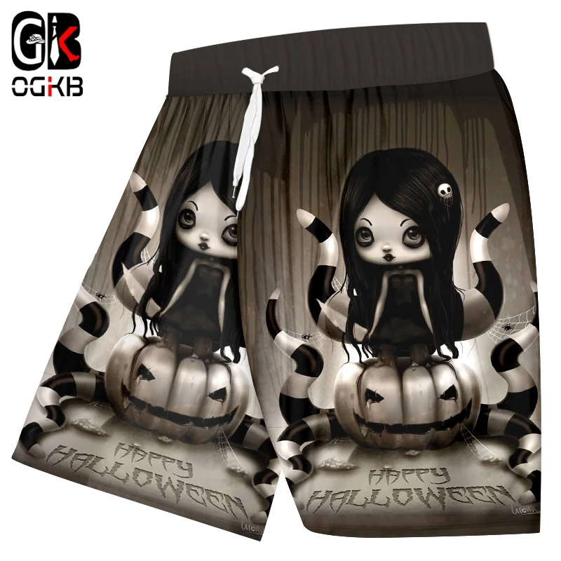 OGKB мужские Хэллоуин шорты 3D принт Тыква ужас Девушка унисекс одежда оптом