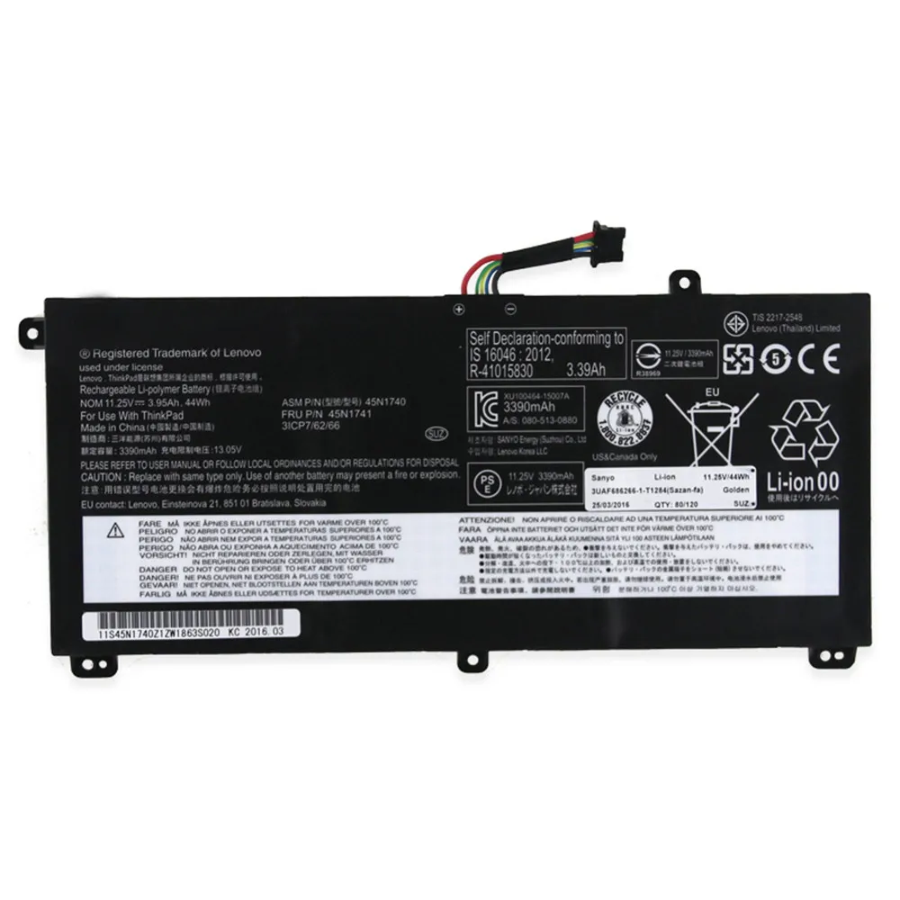 

45N1740 45N1741 45N1742 45N1743 Original Laptop Battery For Lenovo THINKPAD W550S T550 T560 T550S W550 11.4V 44wh