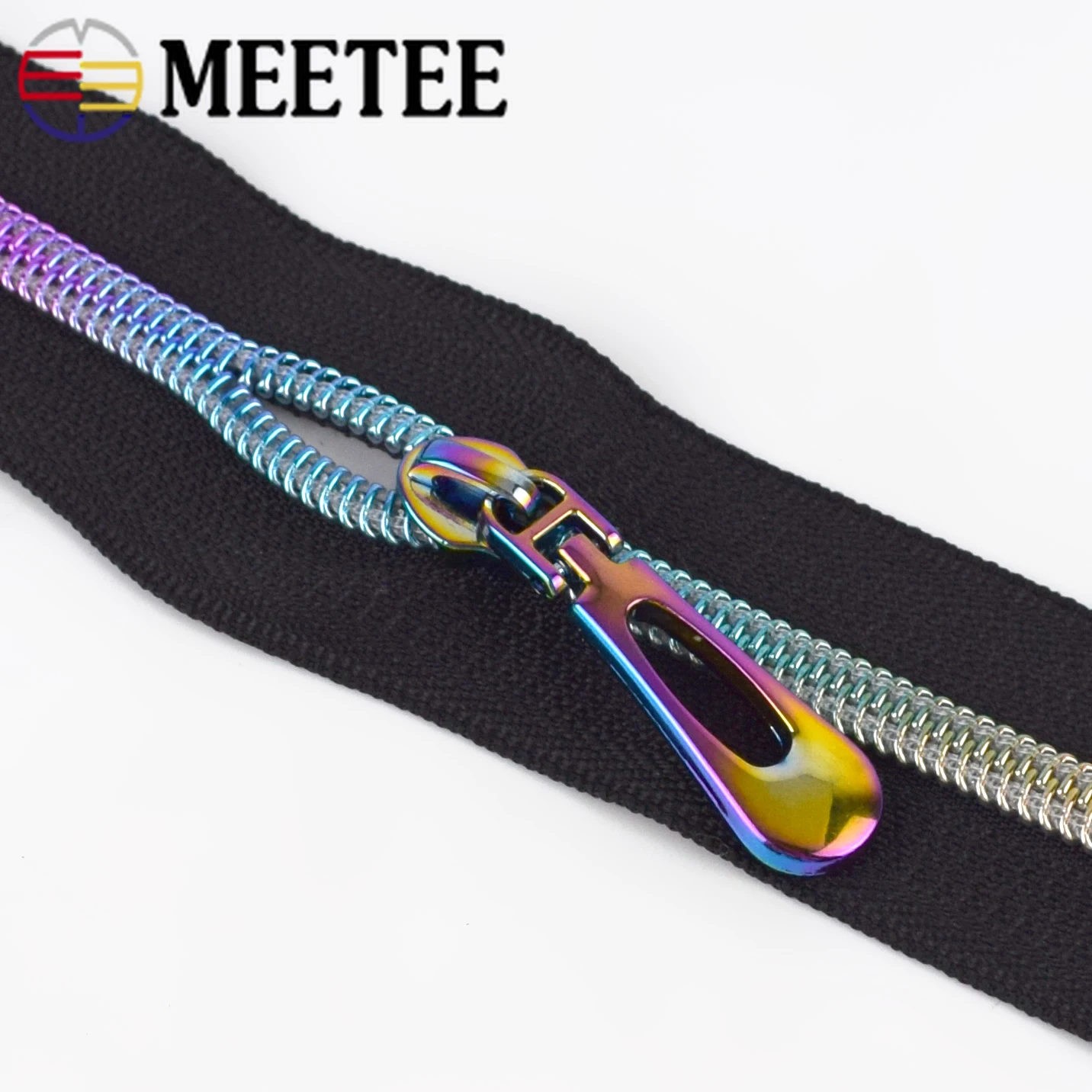 

Meetee 1M Zipper+2pcs Slider 5# Color Zipper Slider Coded Crop Nylon Zips Head for Luggage Garment Zip DIY Home Sewing Accessory