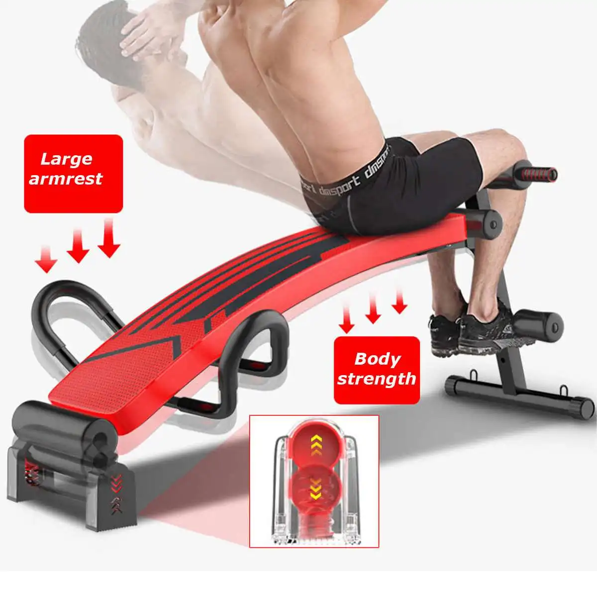 Household Exercise Bench Support Sit-up Trainer Home Gym Fitness Foldable Sit-Up-Board Abdominal Board Adjustable | Спорт и