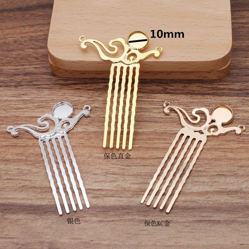 Гребни для волос Металлические золотистые/серебристые 10 шт. 50*15 мм | Украшения и