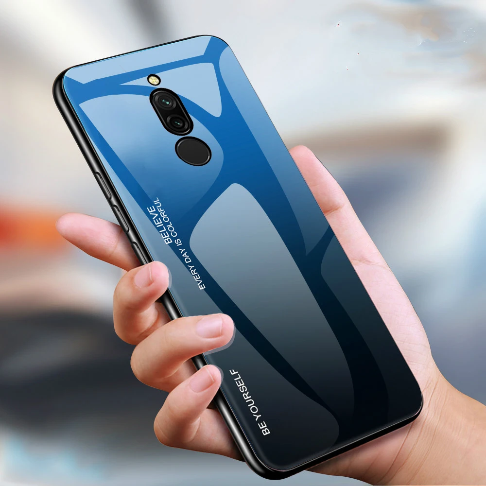 Для Xiaomi redmi 8 8A градиентный чехол из закаленного стекла силиконовая рамка жесткая