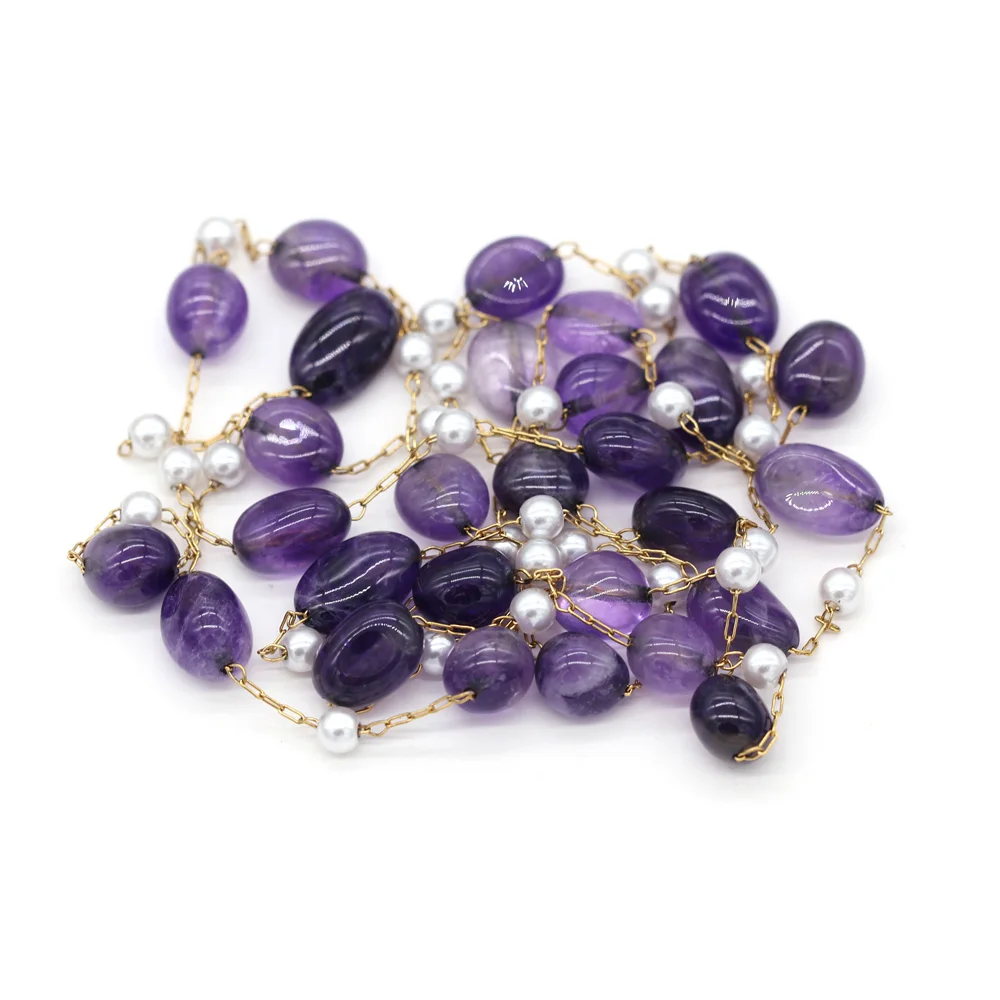 

Handmade Chain With Natural Semi Precious Stone Beads DIY Materials For Making Necklaces And Bracelets 1 M / Group