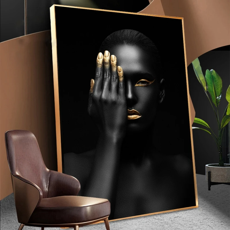 

Black Nude Woman Oil Paintings on Canvas African Art Portrait Posters and Prints Scandinavian Wall Pictures for Home Decoration