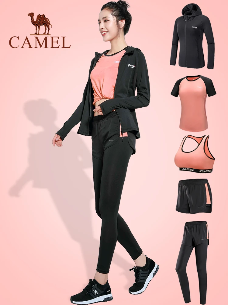 CAMEL, спортивные костюмы, спортивный костюм, 5 шт., для женщин, зимние, для бега, быстросохнущие, с длинным рукавом, для фитнеса, тенниса, юбки, леггинсы, для тренировок