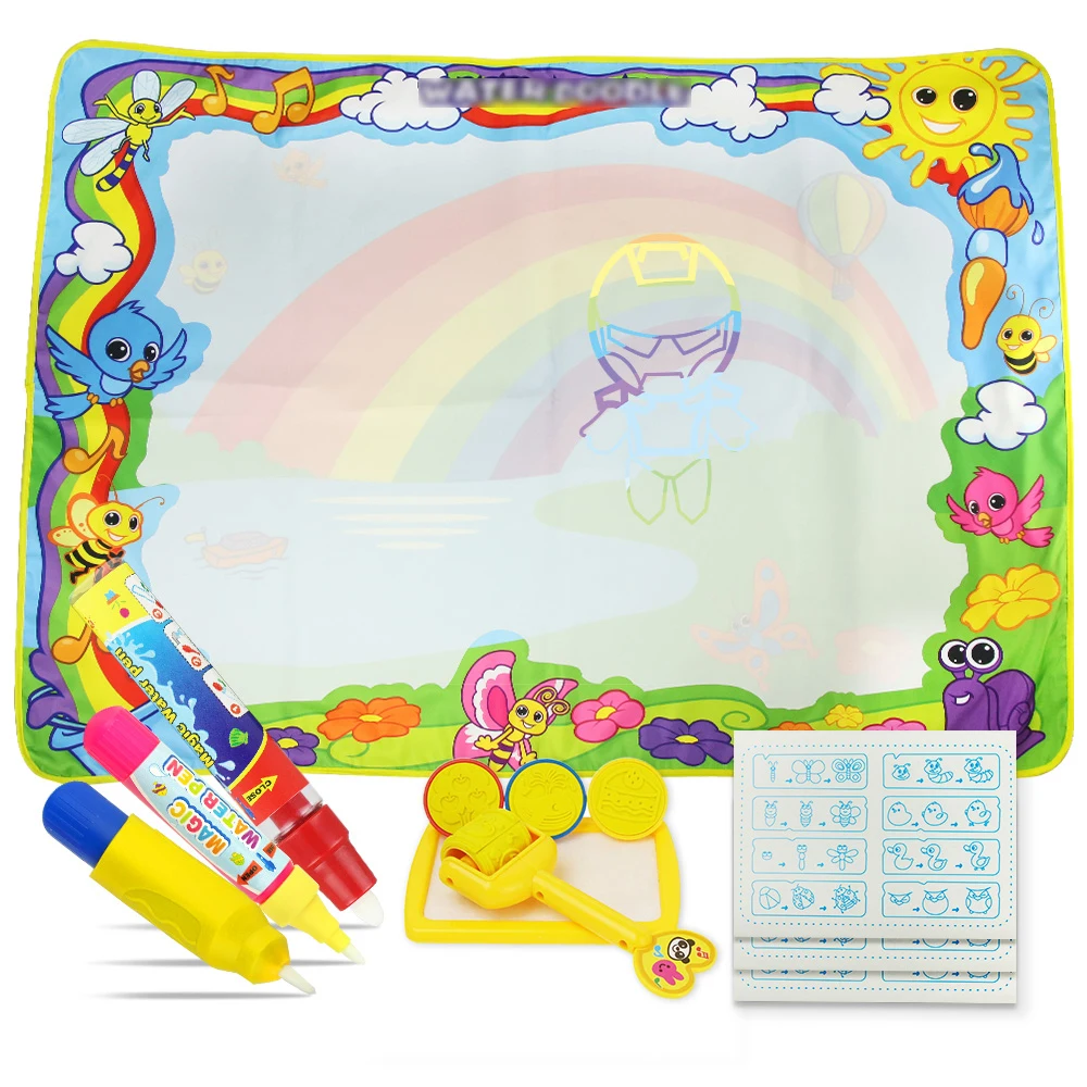 

120*90cm Large Size Magic Water Drawing Matter with 4 Magic pens & Stamp Set Painting Board Doodle matte Educational toy