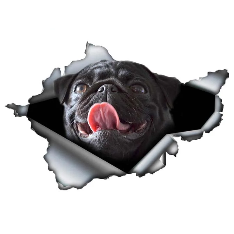 

Black Pug Car Sticker Torn Metal Decal Reflective Stickers Waterproof Car Styling Funny Decalpvc 13cm X 9cm