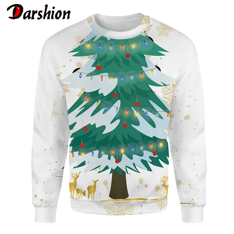 Рождественская ёлка Олень Печать 3d Толстовка Для мужчин осенне-зимний пуловер