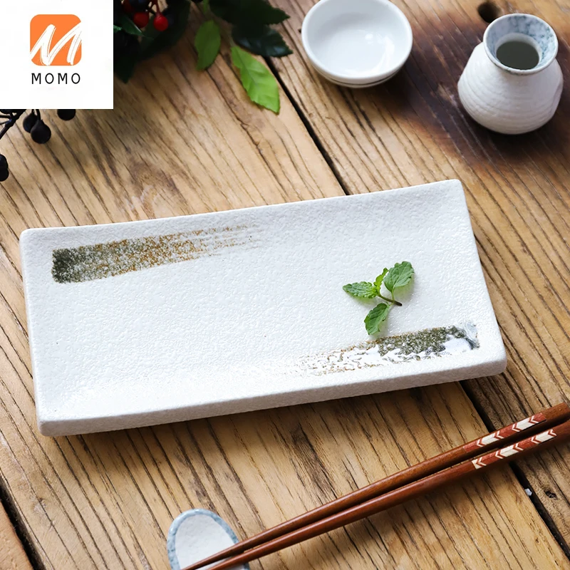 

Ceramic Tableware Cuisine Sushi Plate Creative Hotel Cold Dish Plate Home Retro Plate Baking Dish