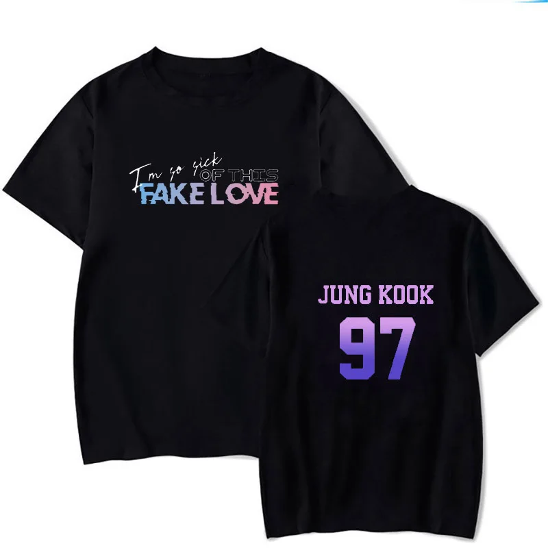 

2021 Summer bulletproof youth group new fake love fake love short-sleeved casual wild men and women couple T-shirt