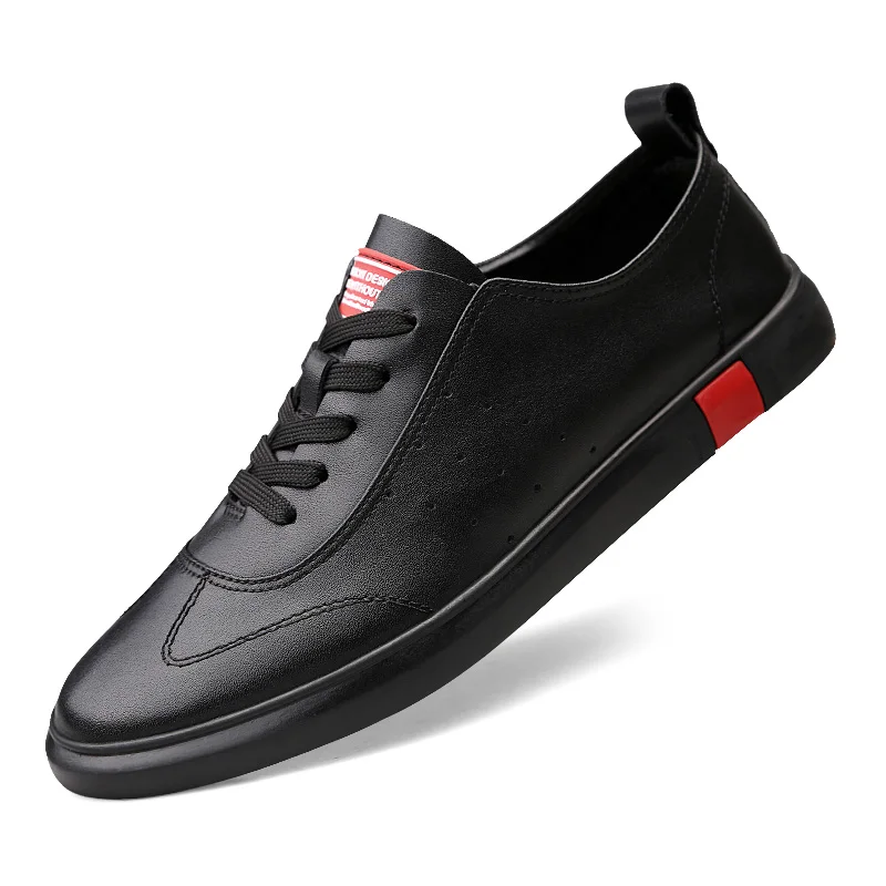 Мужские повседневные кроссовки из натуральной кожи на шнурках модные