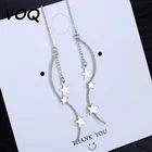 VOQ 925 пробы серебряные нежные серьги-цепочки звезда волна длинные серьги с кисточками для женщин подарок серьги Oorbellen