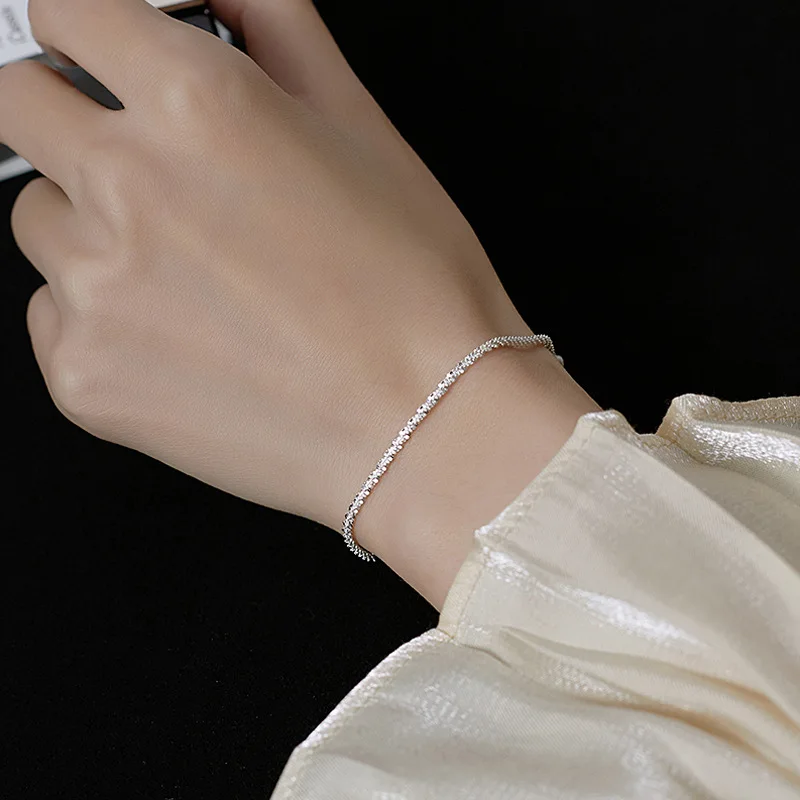 

Adjustable 925 Sterling Silver Bracelet Elegant Women Fashion Christmas Party Jewelry Браслет sl246