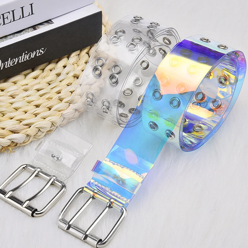 

Alloy Double Pin Buckle Belt All-match Belt for Men High Quality Pvc Waist Belt Punk Style Belt Fashion Men's Belt White Belt