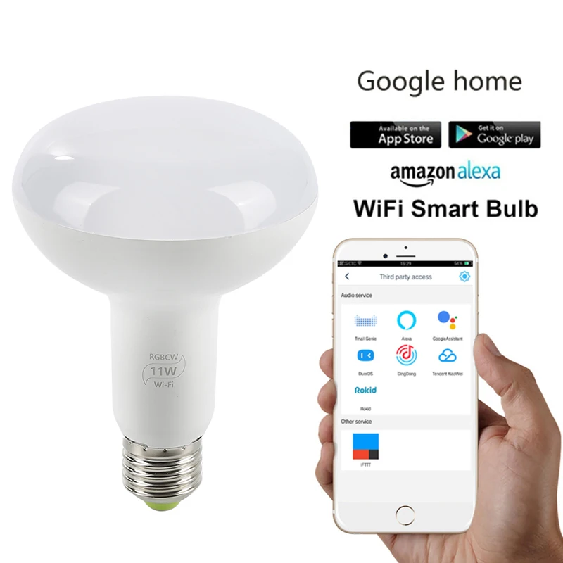 4 шт. 11 Вт RGB WiFi умный светильник лампочка с регулированием яркости Светодиодная лампа Wake-Up светильник s не требуется концентратор, совместим с Alexa и Google Assistant