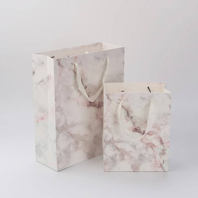 Розовая мраморная бумажная сумка упаковка для одежды подарочная Подарочная boite