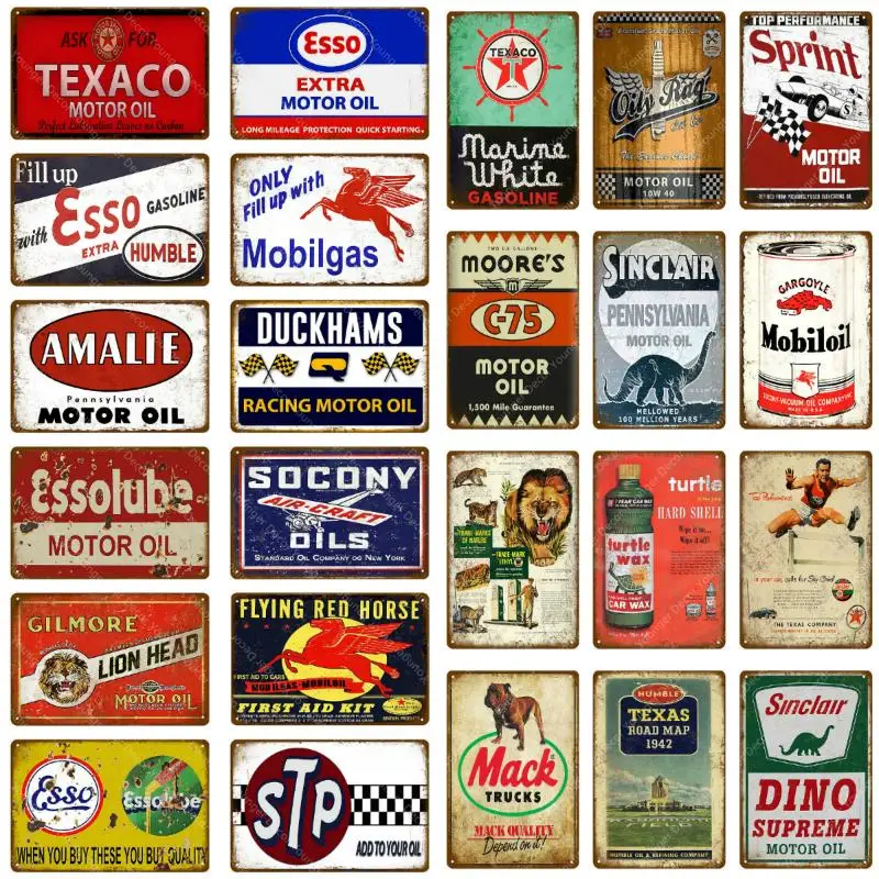 

Motor Öl Plaque Benzin Zinn Zeichen Vintage Metall Poster Retro Garage Decor Retro Bar Pub Gas Station Dekorative Wand Platte