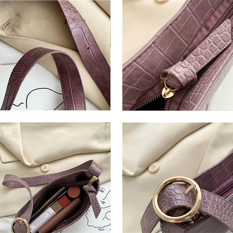 

PU Leather Women Small Shoulder Bag Fashion Ladies Crossbody Bags Solid Color Retro Female Baguette Handbags Purse Bolso Mujer