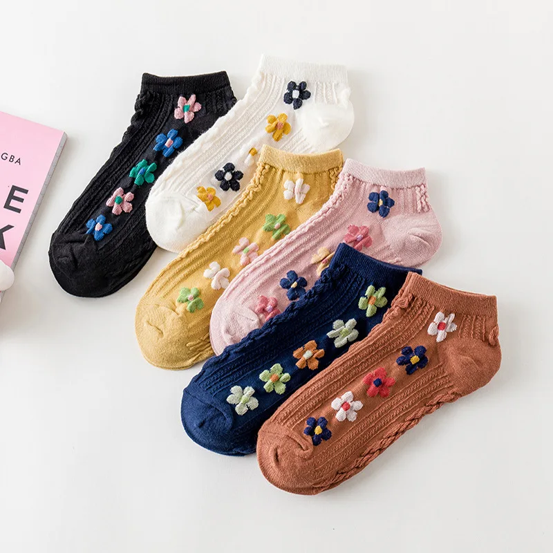 

Women Flowers Patterned Cotton Socks Summer Harajuku Short Ankle Sock For Ladies Gift Breathable Kawai Sox Meia Calcetines Mujer
