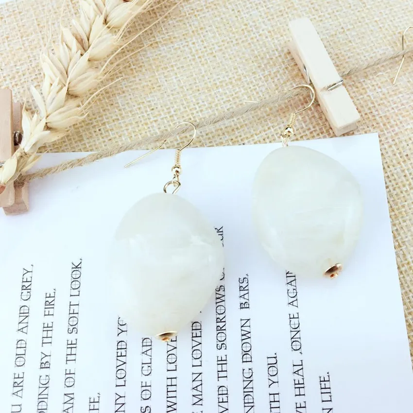 Серьги-подвески женские FYJS светло-желтого цвета золотого из камней правильной