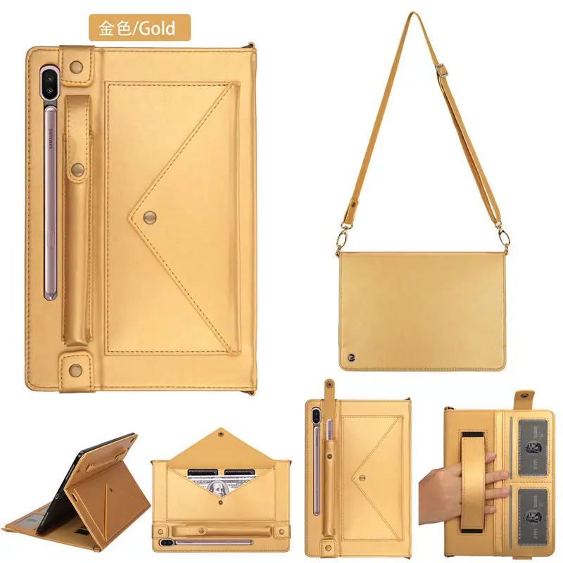 Gold Чехол-конверт для Samsung Galaxy Tab S6 10,5 SM-T860 SM-T865 T860 10," чехол Funda с держателем для карандашей+ подарок - Цвет: Gold