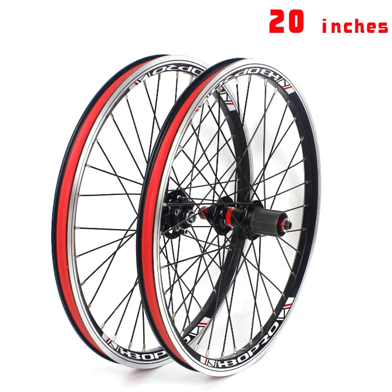 20 inch 406 folding bicycle wheelset 451 74mm Disc brake Aluminum alloy wheels V brake 2 bearing 7-10speed 20 24 32H Bike Wheels