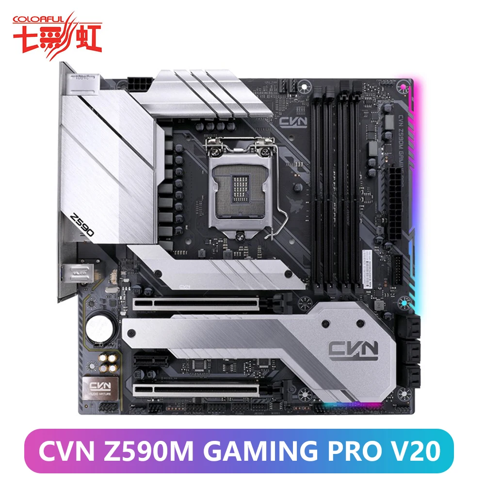 Kaufen Neue Bunte CVN Z590M Gaming V9 PRO V20 128GB Motherboard Für Intel LGA1200 SATA M.2 SSD PCI-E X16 X4 DRR4 Mainboard 8xUSB Port
