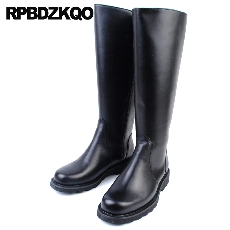 Fall High Quality Riding Shoes Full Grain Designer Plus Size Big 2021 Genuine Leather Autumn Tall Zipper Black Mens Knee Boots |