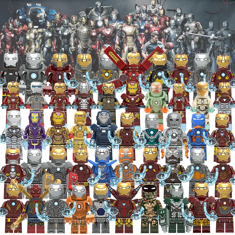 50 + Железный человек набор Mark MK Tony Stark MK1 MK2 MK3 MK4 MK85 мстители Супер Герои миньфиг