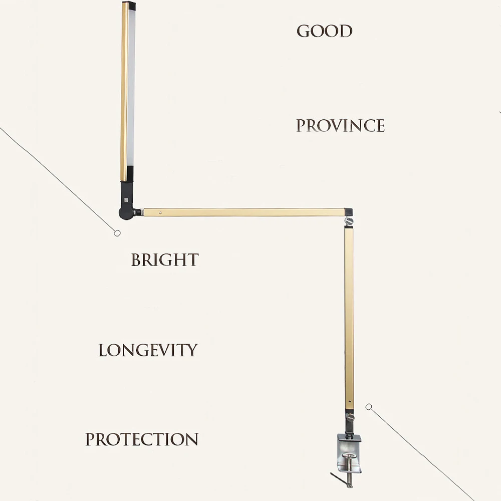 Металлическая настольная лампа с поворотным рычагом и регулируемой яркостью