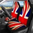 Чехол для автомобильного сиденья HUGSIDEA, с изображением флага Великобритании, защита переднего сиденья автомобиля, полный комплект из 2 тропических растений, цветочный принт, универсальный размер
