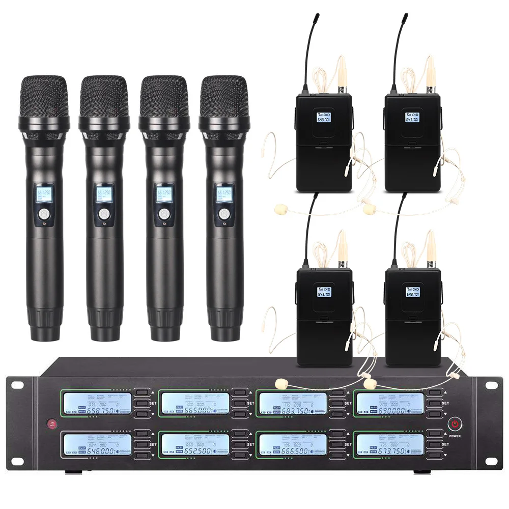 저렴한 전문 UHF 무선 마이크 시스템 금속 핸드 헬드 마이크 학교 야외 교회 무대 마이크에 사용, 마이크로폰 무선