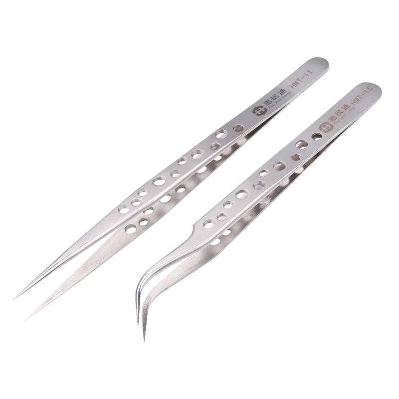 Прецизионные нержавеющие пинцеты антистатические изогнутые прямые кончики