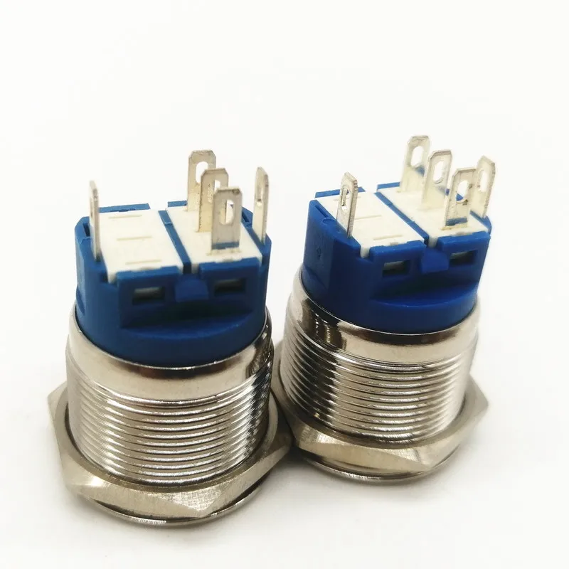 Автомобильный рожковый переключатель 16 мм металлический кнопочный СВЕТОДИОДНЫЙ