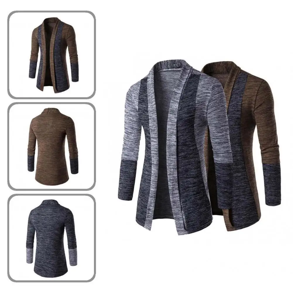 

Длинное стильное зимнее пальто с отложным воротником, Винтажный Мужской свитер, пальто с длинным рукавом для улицы