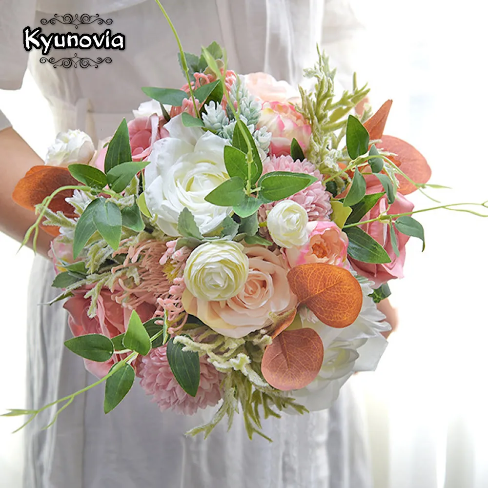 

Свадебный букет Kyunovia, красивые Румяна 4 цветов, белые, синие, красные румяна, профессиональные искусственные цветы для невесты