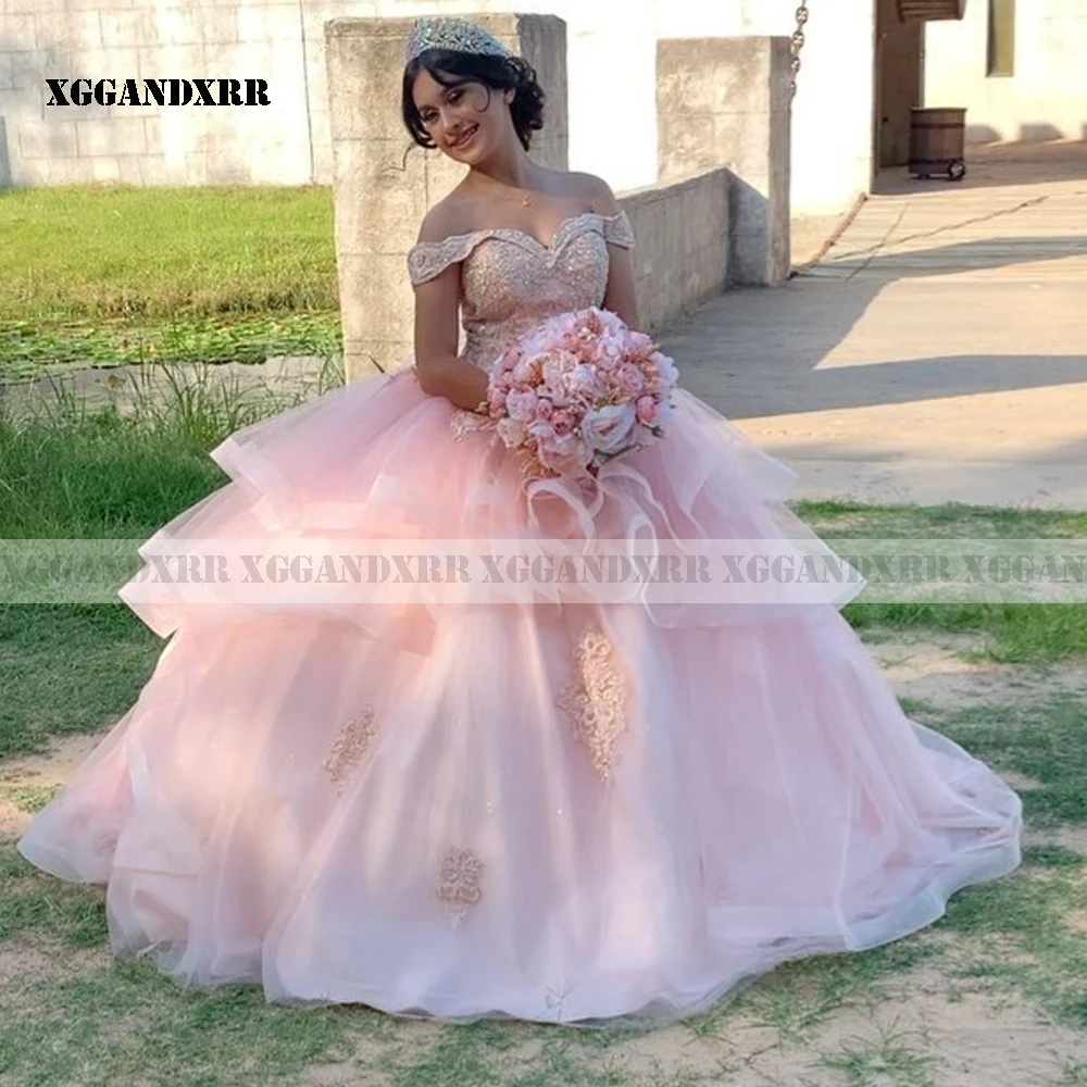 

Charming Ball Gown Quinceanera Dress 2023 Tulle Sequined Beading Appliques Long Pink Sleeveless Sweet 15 16 Birthday Party