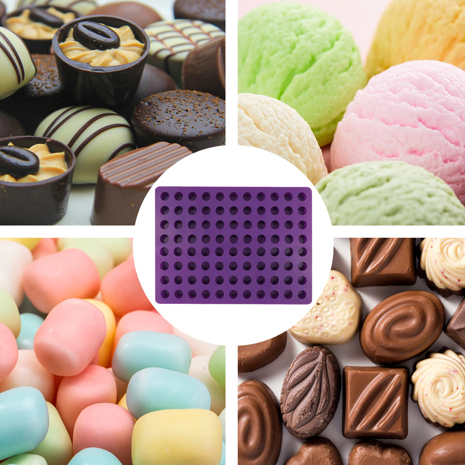 

88 Cavities Mini Round Mini Cheese Cakes Molds Baking Silicone Mold For Pudding Chocolate Truffle Jelly And Candy Ice Mold