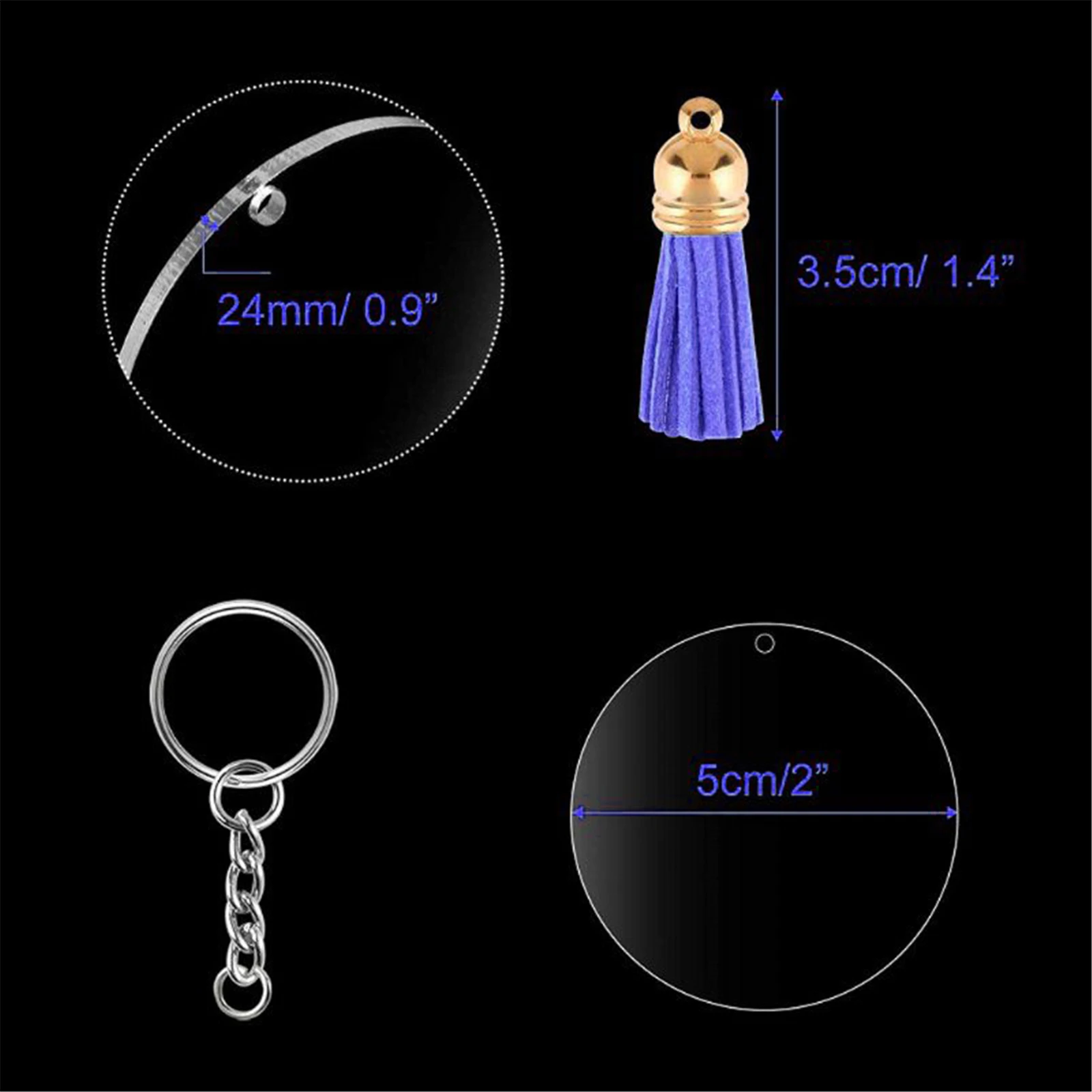

90Pcs Acrylic Clear Circle Discs Keychain Set Round Acrylic Keychain Blanks DIY