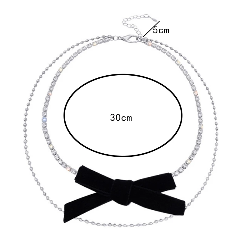 Роскошные шикарные Стразы ожерелье с бантиком для женщин и девушек черный