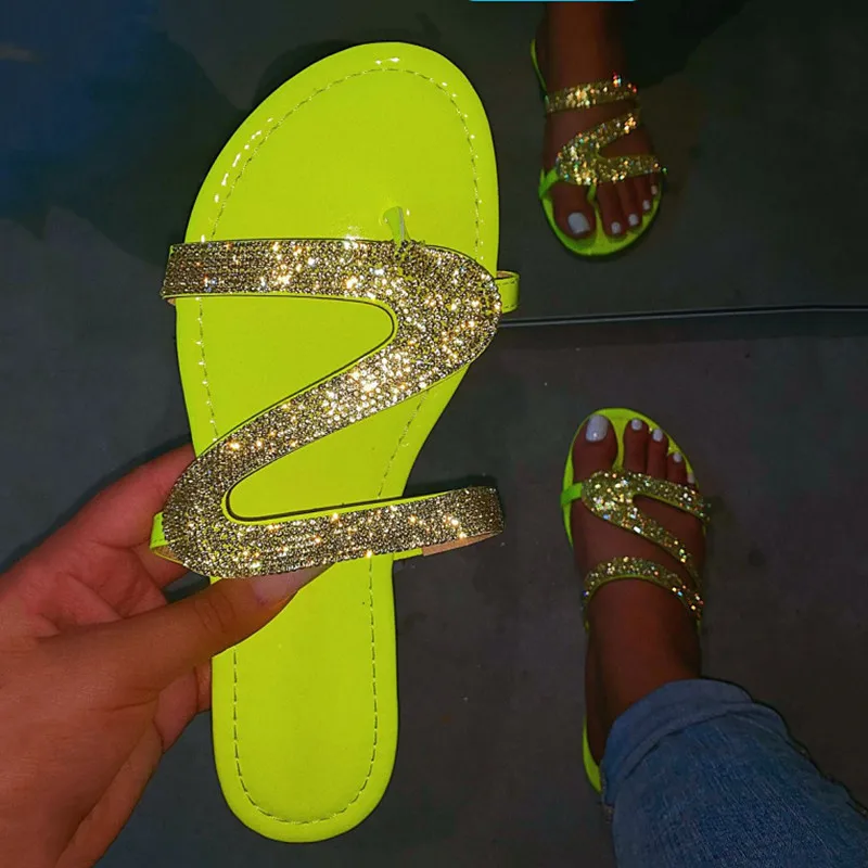 2020 Женская летняя обувь на плоской подошве Шикарные тапочки прозрачный мягкий