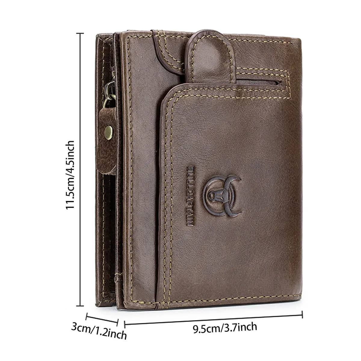 

BULLCAPTAIN Men's Leather Wallet Leather Coin Purse RFID Non-Scanning Leather Card Holder Men's Wallet Fashion Wallet Gifts