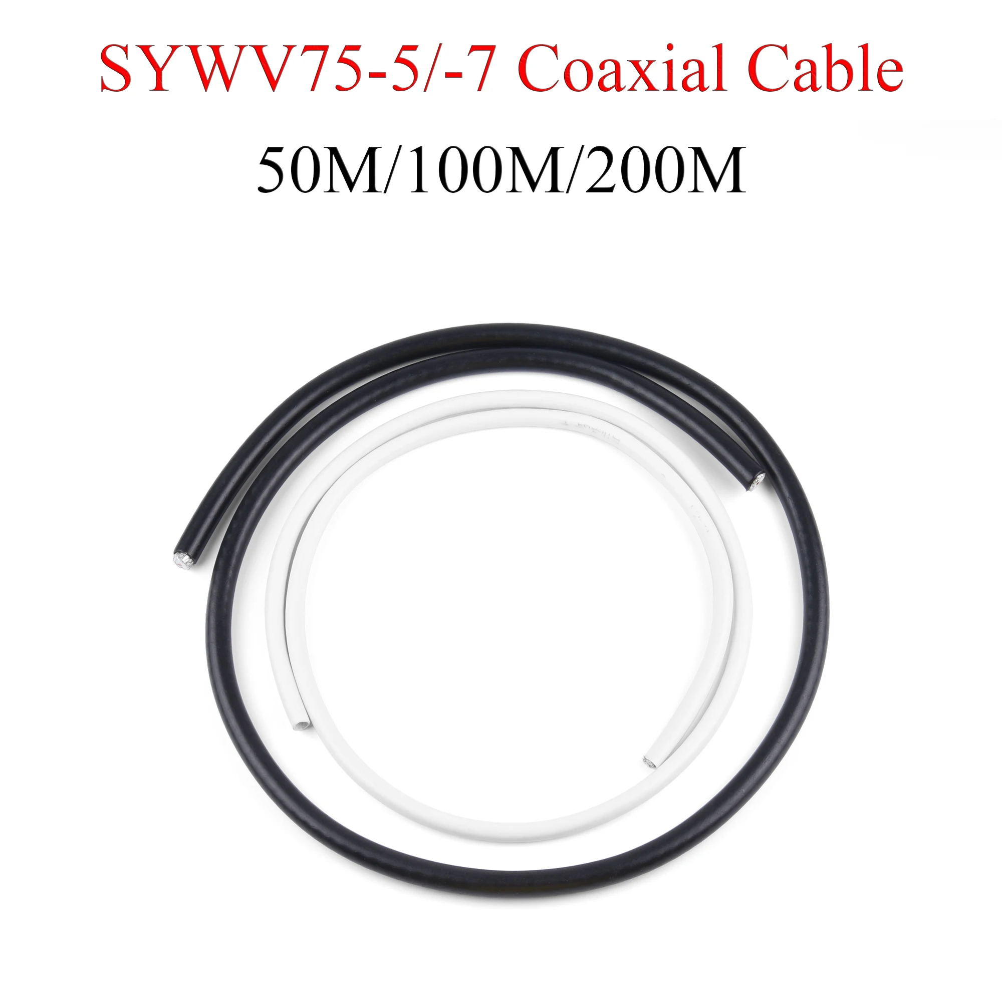 

50M-200M 50M 100M 200M SYWV75-5 SYWV75-7 RF Coaxial Cable 75Ohm Copper Wire TV Electrical Wire 164FT-656FT Antenna Line