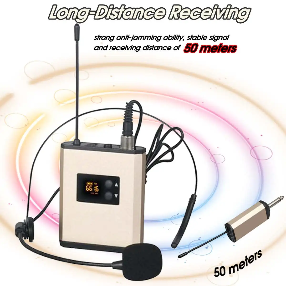 

Professional UHF Wireless Microphone Headset Mic Wireless Microphone System for Loudspeaker Teacher Tour Guide Voice Amplifier