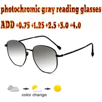 photochromic gray reading glasses metal frame fashion trend high quality fashion men women1 0 1 5 1 75 2 0 2 5 3 3 5 4
