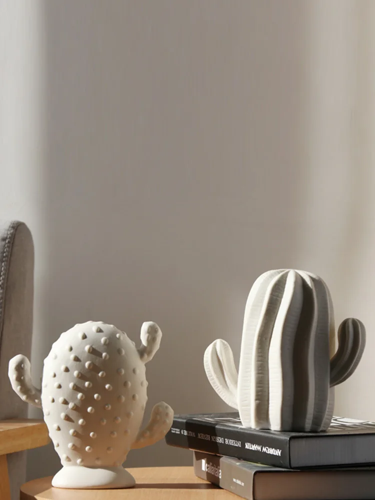 

Creative Shop Cashier Decoration Ceramic White Cactus Doll European Creative Plants Simple Modern Desktop Crafts Home Decoration